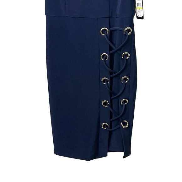 Guess Dress Size 4 Navy Blue Tie Grommet Side Accent New - Picture 9 of 11